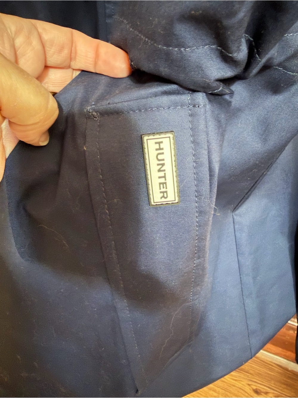 NWT Hunter Water Resistant Cotton Smock Rain Jacket Navy Blue XXL Hooded Women’s - Picture 5 of 8